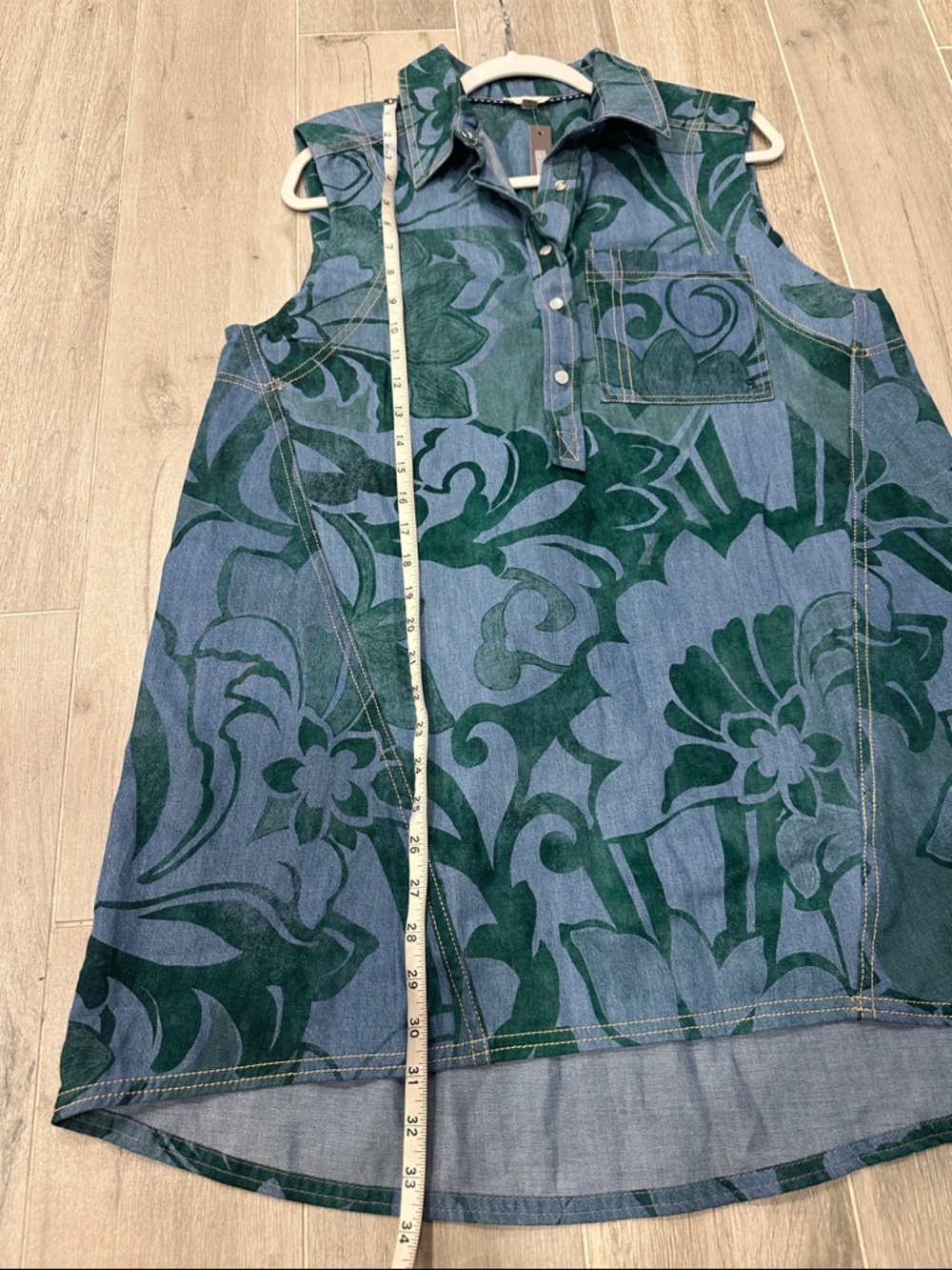 Anthropologie Pilcro Sleeveless Collared Denim Mini Dress Green Blue sz SP - Picture 11 of 12